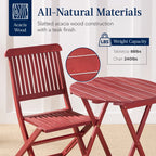 Best Choice Products 3-Piece Acacia Wood Bistro Set, Folding Patio Furniture w/ 2 Chairs, Table - Natural