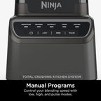 Ninja Blender, Mega Kitchen System, 1500W, 4 Functions for Smoothies, Processing, Dough, Drinks & More, with 72 Blender Pitcher, 64 Processor Bowl, 2 Nutri Cups + Lids, Black, BL770