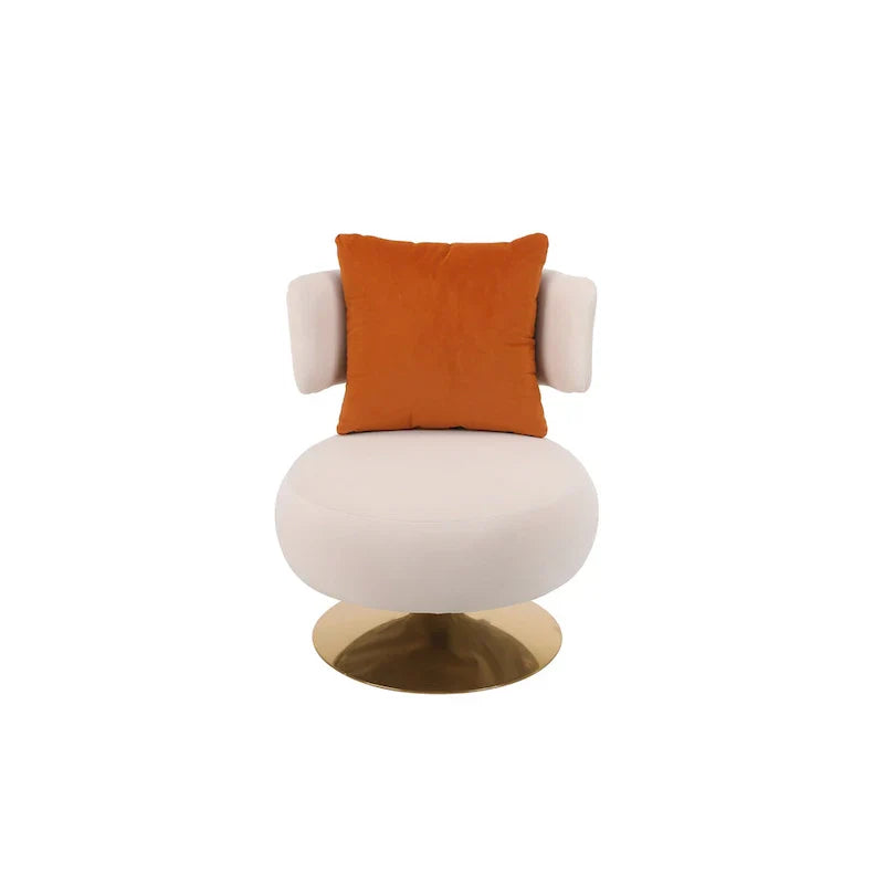 Round Barrel Chair with Fabric and Swivel Design