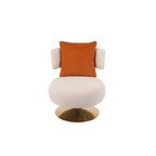 Round Barrel Chair with Fabric and Swivel Design