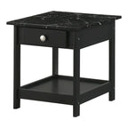 Denhour DH BASIC 4-Piece Open-Shelf Coffee Table Set with Drawer in Transitional Rubberwood