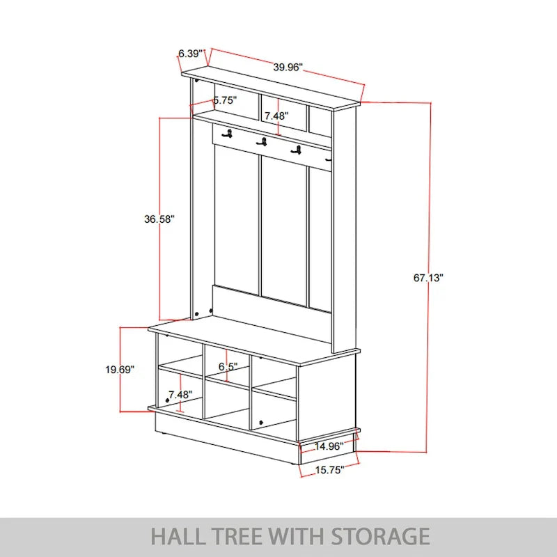 CraftPorch Contemporary Hall Tree with Storage Solutions