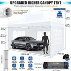 HOTEEL 10x15 Heavy Duty Canopy Tent - Commercial Pop Up with UV50+, Thick Hexagonal Frame, 4 Sidewalls, Anti-Pooling Design & Roller Bag (Black)