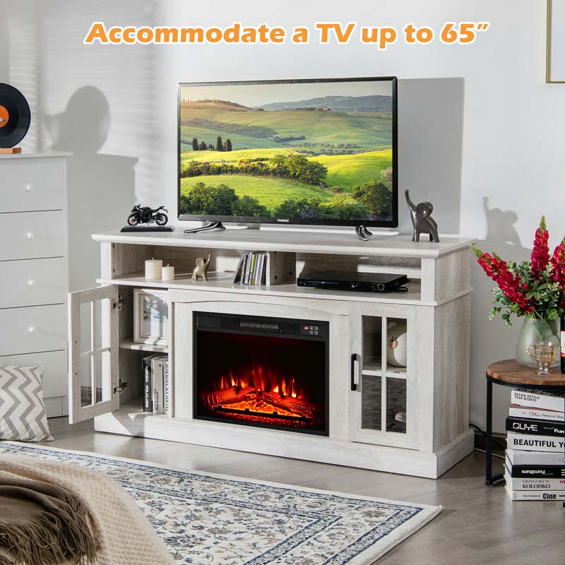 58" TV Console with 23" Fireplace Insert, Fireplace TV Stand for TVs up to 65 Inches, 1400W Electric Fireplace Heater