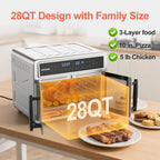 HotKing Dual-Zone Air Fryer Toaster Oven Combo, 28 QT Extra Large, Non Toxic Stainless Steel