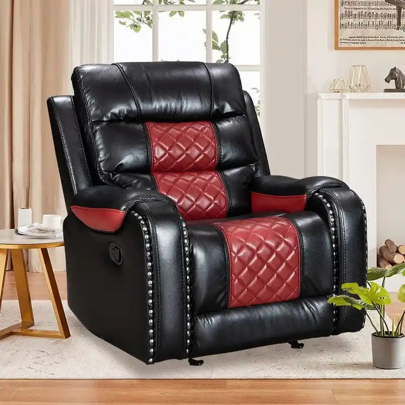 Spacious Faux Leather American-Style Recliner Chair for Living Room