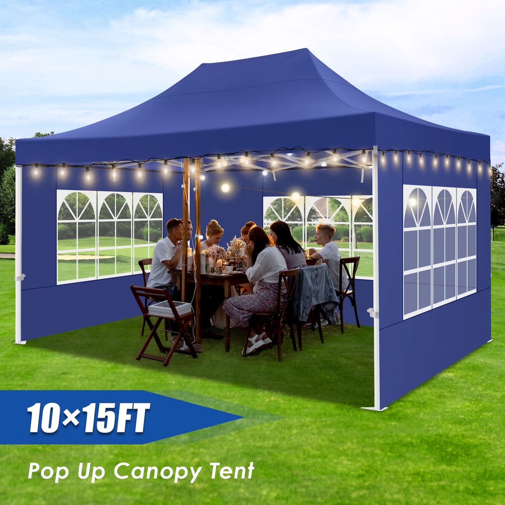 Hoteel 10x15 Heavy Duty Canopy Tent with 4 Sidewalls,Pop up Canopy for Parties Wedding,Commercial Easy up Gazebo with Roller Bag,UV 50+ &,Black