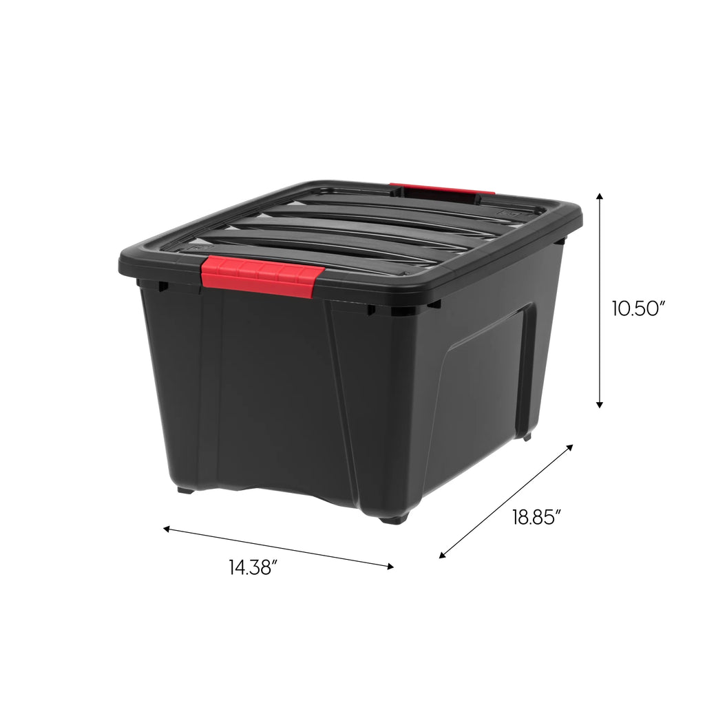 Stack & Pull Storage Box - 32 QT, 6 Pack, Black