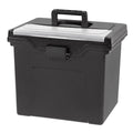 Letter Size Portable File Box With Organizer Lid, 2 Pack, Black