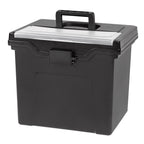 Letter Size Portable File Box With Organizer Lid, 2 Pack, Black