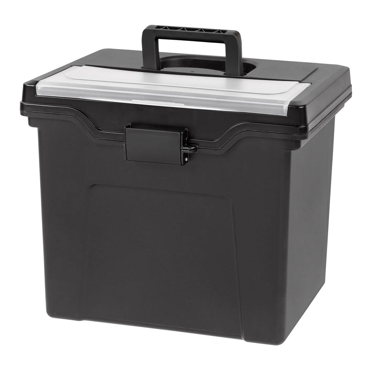 Letter Size Portable File Box With Organizer Lid, 2 Pack, Black