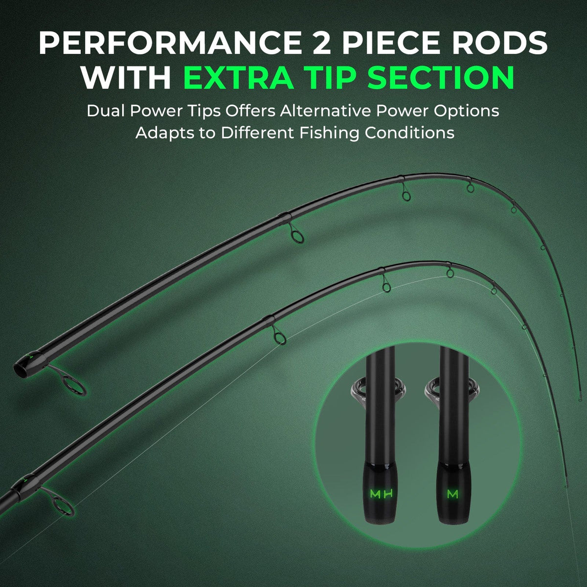 KastKing Zephyr Dual-Tip Spinning Rod | Green | Spinning / 5'0" / Moderate Fast-Ultra Light / Light ( 2 Pcs+ Dual Tip)