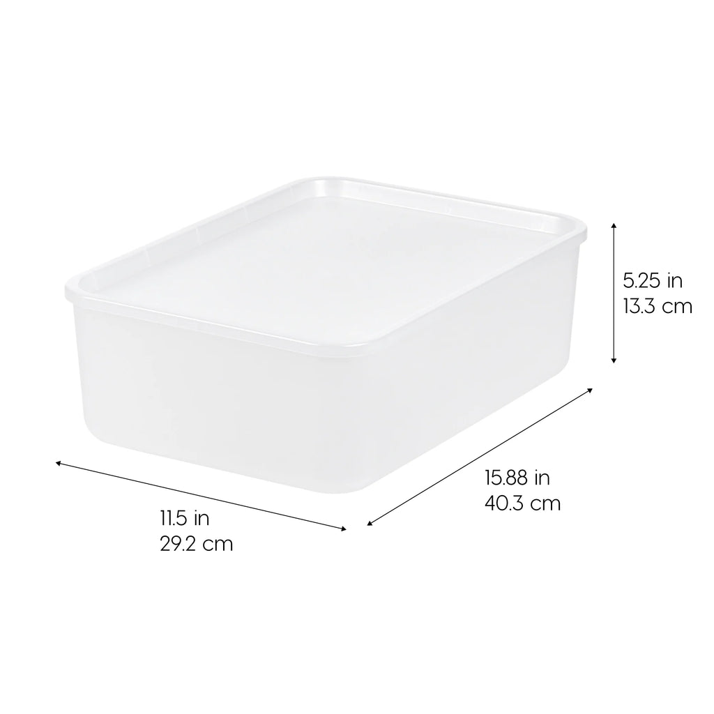 Small Plastic Modular Storage Basket with Lid 4 Pack | Medium Deep