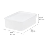 Small Plastic Modular Storage Basket with Lid 4 Pack | Medium Deep