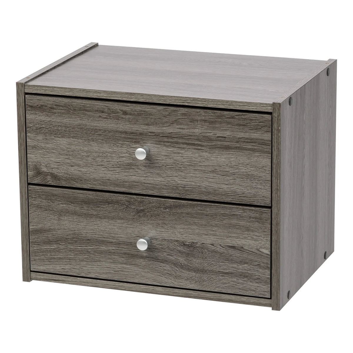 Modular Wood Stacking Box with Drawers | Gray