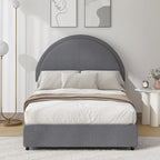 4 EVER WINNER Queen Size Bed Frame, Boucle Upholstered Bed Frame with Headboard, White Queen Bed Frame, White