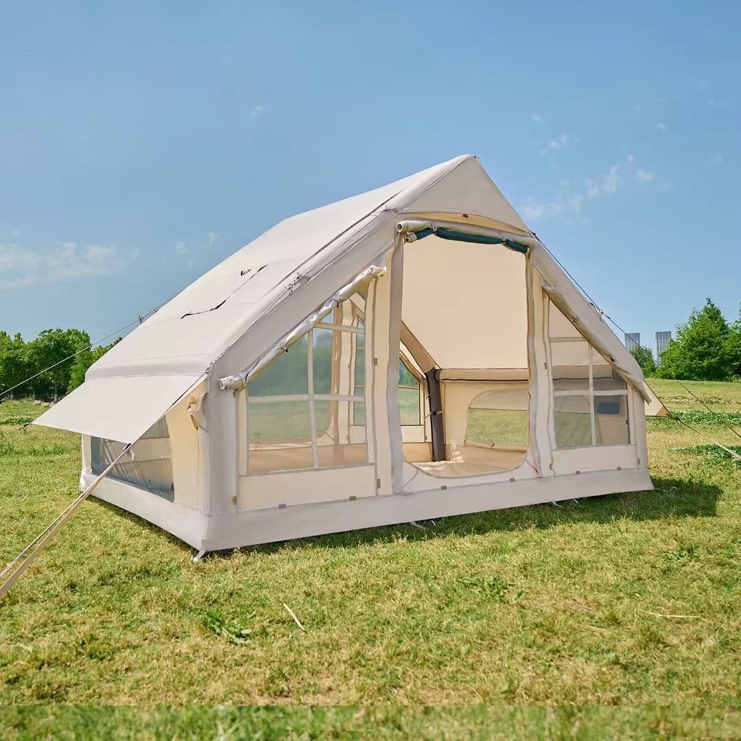 NAIZEA Tent for Camping with Pump - Air Glamping Tents, Easy Setup Blow up Tent, Waterproof Oxford Inflatable Tent, 4 - 6 Person Cabin Tent with Mesh & Chimney Window