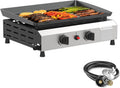 2/3/4 Burner Gas Griddle-Outdoor Propane Griddle-BTU Propane Fuelled. Portable Flat Top Gas Grill Camping Griddle Station with Side Shelves for Kitchen