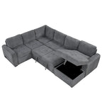 Roomfitters U-Shaped Sectional Sofa with Pull-Out Bed, Storage Chaise Lounge, and Integrated Charging Ports for Living Room