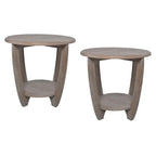 COZAYH Set of 2 Rustic Farmhouse End Tables with Storage Shelf - Vintage Grey French Country Accent Side Tables