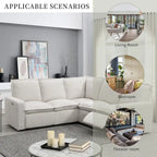 Linen Upholstered Power Recliner L-Shaped Sectional Sofa with USB Port - Soft Home Theater Seating for Living Room