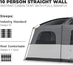 CORE Straight Wall Cabin Tents | 10 Person / 11 Person / 12 Person Large Multi Room Family Tents for Car Camping & Outdoor Adventures