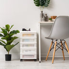 5-Drawer Storage Cart with Organizer Top, White/Pearl