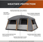 CORE Straight Wall Cabin Tents | 10 Person / 11 Person / 12 Person Large Multi Room Family Tents for Car Camping & Outdoor Adventures