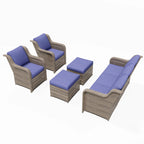 Ainfox 7 Pcs Outdoor Patio Furniture Sofa Set on Sale, Grey Rattan Grey Cushion