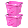 Square Laundry Basket – Tall Pink Organizer for Closet, Dorm, or Bedroom, Medium Size, 2-Pack