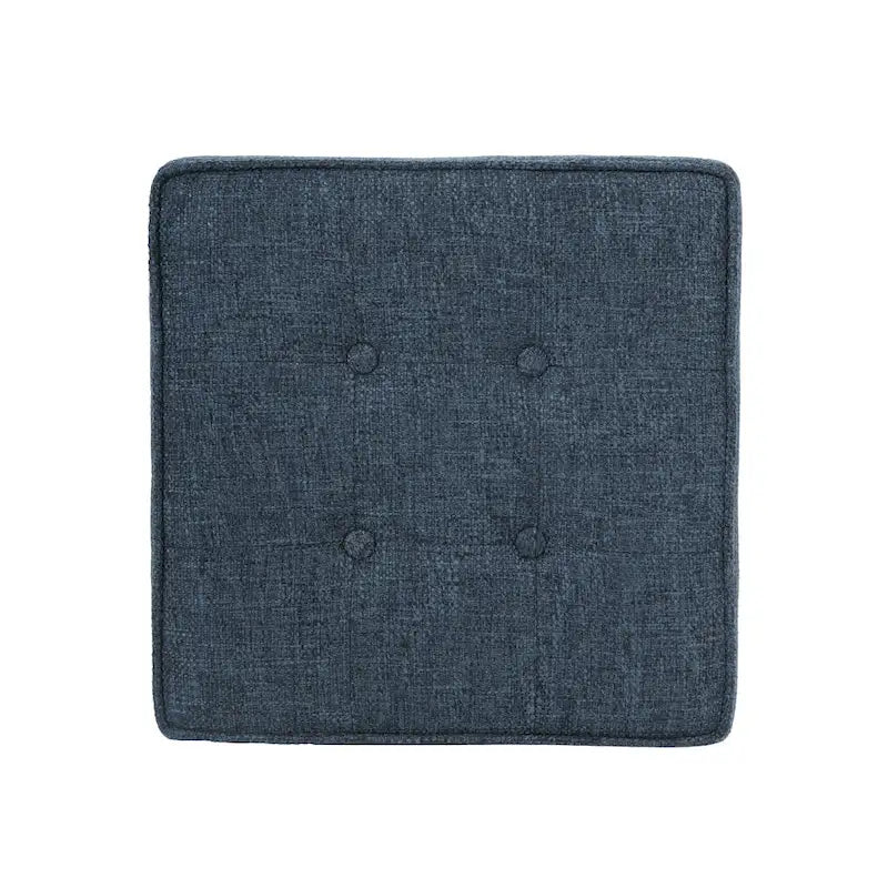 Navy Blue Woven Fabric Storage Ottoman - 18-Inch Square Tray Top