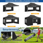 HOTEEL 10x15 Heavy Duty Canopy Tent - Commercial Pop Up with UV50+, Thick Hexagonal Frame, 4 Sidewalls, Anti-Pooling Design & Roller Bag (Black)