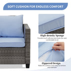 Ainfox 7 Pcs Outdoor Patio Furniture Sofa Set on Sale, Grey Rattan Grey Cushion