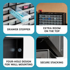 Drawer Parts Cabinet - 64 Drawer | Black