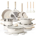 Carote Non Stick Pots and Pans Set, 21 Pcs Induction Kitchen Cookware Sets (Beige Granite)