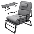 FICISOG Portable Beds Frame with Mattress, Foldaway Rest Cots for Adults Kids, Gray