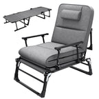 FICISOG Portable Beds Frame with Mattress, Foldaway Rest Cots for Adults Kids, Gray