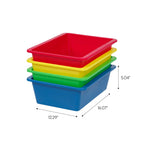 Large Multi-Purpose Plastic Bins, 4 Pack, Primary