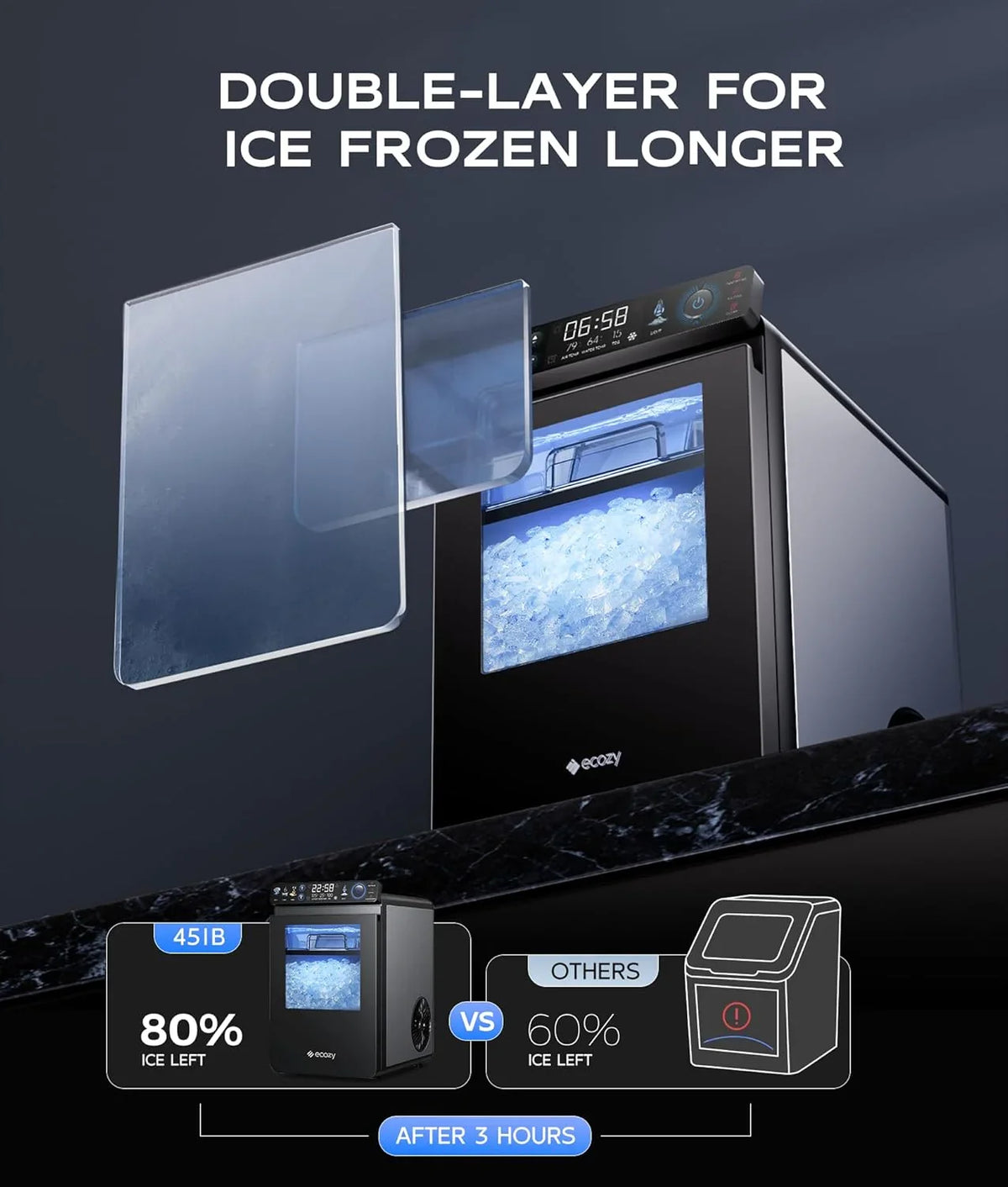 Smart Countertop Pebble Ice Maker, 44 Lb./24H, Self-Cleaning