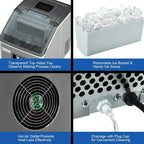 48LBS/24H Stainless Steel Countertop Ice Maker Machine with Self-Clean Function LCD Display Ice Scoop Basket