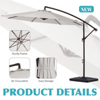JUSTLET 10ft Heavy Duty Patio Hanging Offset Cantilever Patio Umbrella W/ 4-Piece Base Included Included, Beige
