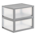 30 Qt. Large Plastic Stackable Storage Drawers, Modular, Gray Clear, Set of 2