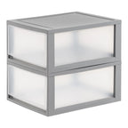 30 Qt. Large Plastic Stackable Storage Drawers, Modular, Gray Clear, Set of 2