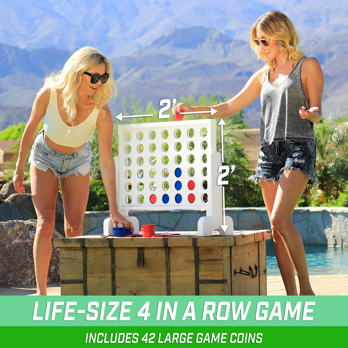2' Wooden 4-in-a-Row Game Set | White
