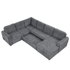 Roomfitters U-Shaped Sectional Sofa with Pull-Out Bed, Storage Chaise Lounge, and Integrated Charging Ports for Living Room