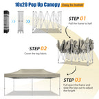 HOTEEL 10x15 Heavy Duty Canopy Tent ,Pop up Canopy for Parties Wedding,Commercial Easy up Gazebo with Roller Bag,UV 50+ &,White