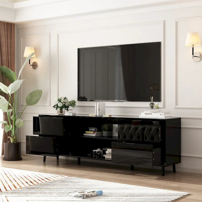 Electric Fireplace TV Stand Entertainment Center with LED Flame Effects and Remote Control