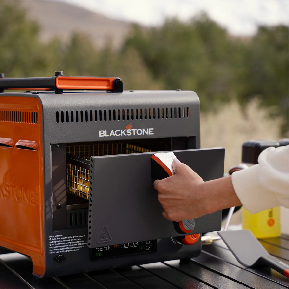 Blackstone Adventure Ready Portable Propane Air Fryer, 4 Quart, Gray & Orange, 18W, 3ft Cord