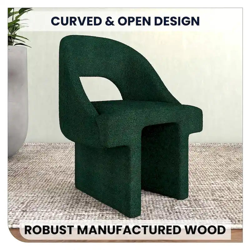 Modern Elegant Boucle Upholstered Accent Chair with MDF Wood Frame for Home Office, Living Room, and Bedroom