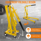 Joankaren 2 Ton Folding Hydraulic Engine Hoist, Heavy - Duty Engine Shop Crane Hoist Lift, Heavy Cherry Picker with 6